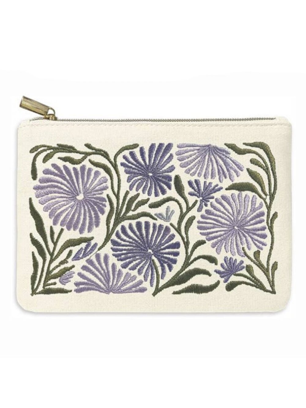 Flower Market Allium floral Embroidered Zip Pouch
